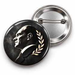 10 Kasım - Defne Dalı ve Profil - 58mm Rozet