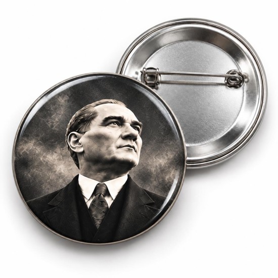 10 Kasım - Işığa Bakan Atatürk Portresi - 58mm Rozet
