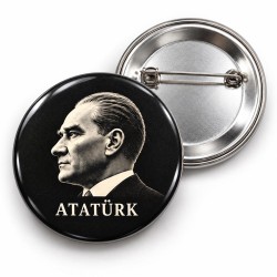 Atatürk - Siyah Beyaz Profil - 58mm Rozet