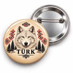 Türk - Beyaz Bozkurt - 58mm Rozet