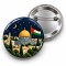 Kudüs - Yıldızlı Gece ve Filistin Bayrağı - 58mm Rozet