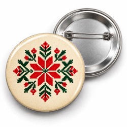 Filistin - Kırmızı Yeşil Nakış Motifi - 58mm Rozet