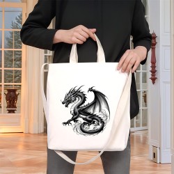 TATTOO İÇ CEPLİ CIRTLI KÖRÜKLÜ KANVAS ÇANTA 38x38x4 cm - No.04