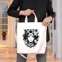 TATTOO İÇ CEPLİ CIRTLI KÖRÜKLÜ KANVAS ÇANTA 38x38x4 cm - No.05