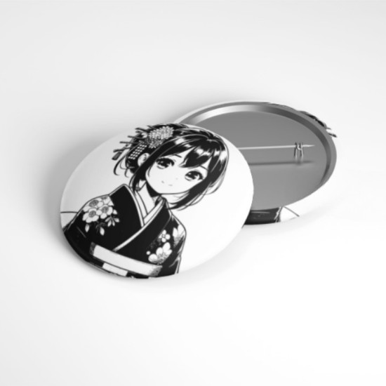 Anime Siyah Beyaz - 58mm Rozet