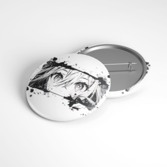 Anime Siyah Beyaz - 58mm Rozet