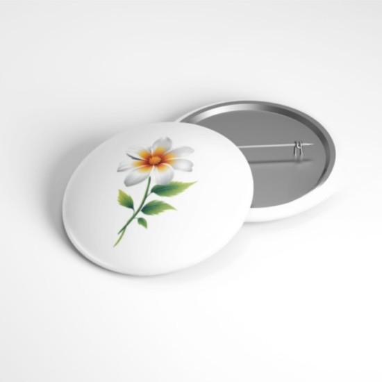 Beyaz Bahar Çiçeği - 58mm Rozet