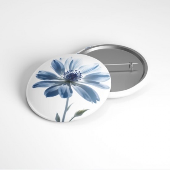 Mavi Çiçek - 58mm Rozet