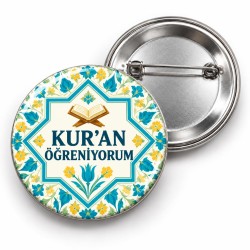 Kur’an Öğreniyorum - Yıldız Çerçeveli Çini - 58mm Rozet