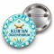 Kur’an Öğreniyorum - Turkuaz Çiçek Çerçevesi - 58mm Rozet