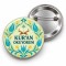 Kur’an Okuyorum - Yeşil Lale Deseni - 58mm Rozet