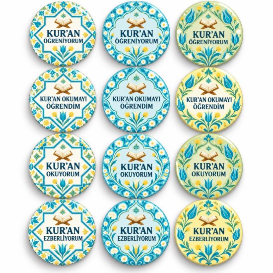 Kur’an Öğrenme Yolculuğu - 12’li 58mm Rozet Seti