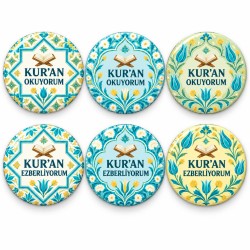 Kur’an Okuyorum ve Ezberliyorum - 6’lı 58mm Rozet Seti