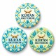 Kur’an Okuyorum Çini ve Laleler - 3’lü 58mm Rozet Seti