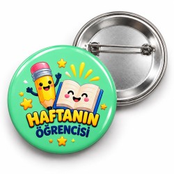 Haftanın Öğrencisi - Yeşil Kalem ve Kitap - 58mm Rozet