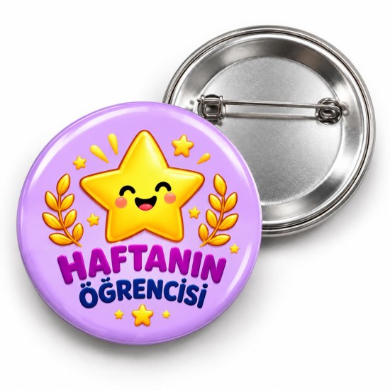 Haftanın Öğrencisi - Lila Yıldız - 58mm Rozet