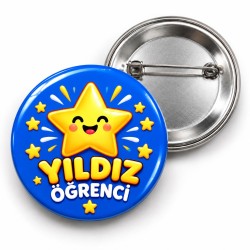 Yıldız Öğrenci - Mavi Yıldız - 58mm Rozet