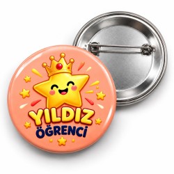Yıldız Öğrenci - Taçlı Yıldız - 58mm Rozet