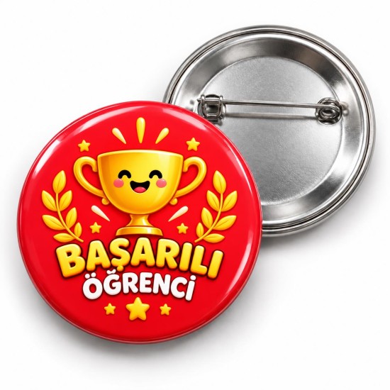 Başarılı Öğrenci - Kırmızı Kupa - 58mm Rozet