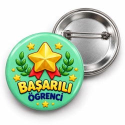 Başarılı Öğrenci - Yeşil Yıldız Madalya - 58mm Rozet
