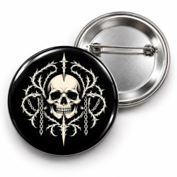 Gotik Kuru Kafa - Dikenler ve Zincirler - 58mm Rozet