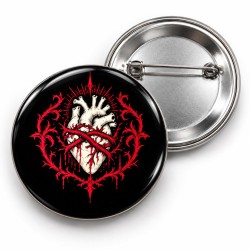 Dikenli Anatomik Kalp - 58mm Rozet