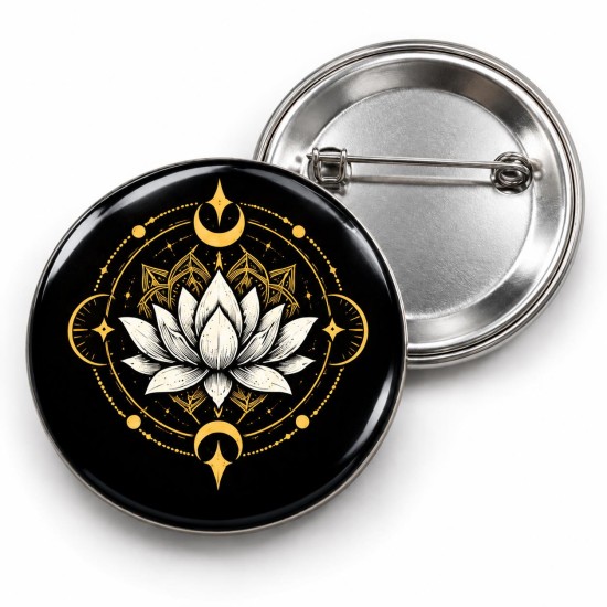 Lotus ve Altın Mandala - 58mm Rozet