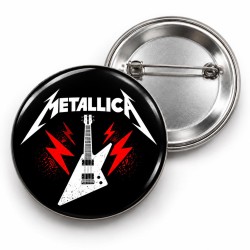 Metallica - Beyaz Gitar ve Kırmızı Şimşekler - 58mm Rozet
