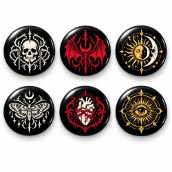 Gotik Semboller ve Gökyüzü - 6’lı 58mm Rozet Seti