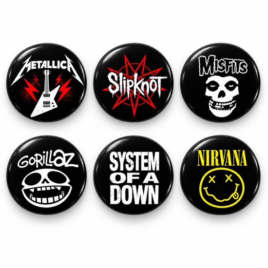 Alternatif Rock ve Metal - 6’lı 58mm Rozet Seti