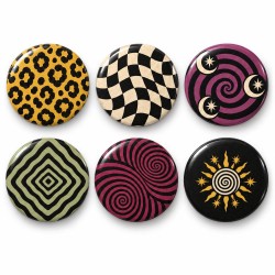 Vintage Geometri ve Gökyüzü Seri 2 - 6’lı 58mm Rozet Seti