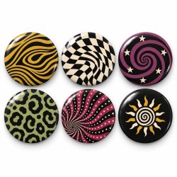 Vintage Dama ve Güneş Seri 3 - 6’lı 58mm Rozet Seti