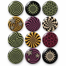 Vintage Spiral Desenler - 12’li 58mm Rozet Seti