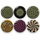 Vintage Spiral Güneş ve Dalgalar - 6’lı 58mm Rozet Seti