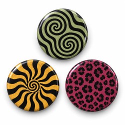 Vintage Çift Spiral Güneş ve Leopar - 3’lü 58mm Rozet Seti