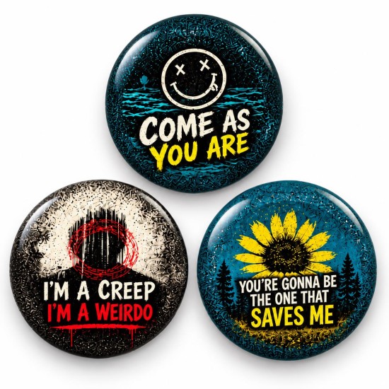 Come As You Are Creep ve Saves Me - 3’lü 58mm Rozet Seti