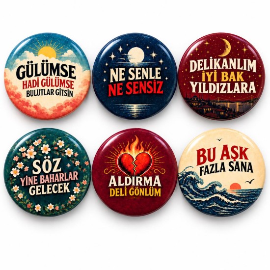 90’lar Gülümse ve Baharlar - 6’lı 58mm Rozet Seti
