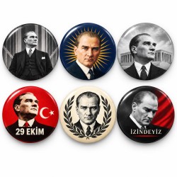 Atatürk İzindeyiz - 6’lı 58mm Rozet Seti
