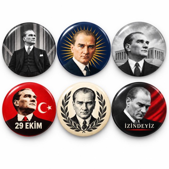 Atatürk İzindeyiz - 6’lı 58mm Rozet Seti