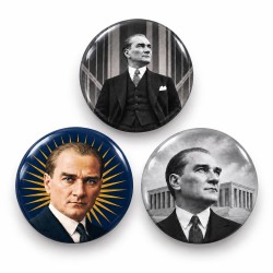 Atatürk Güneş ve Anıtkabir - 3’lü 58mm Rozet Seti