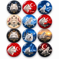 Beyaz Bozkurt Koleksiyonu - 12’li 58mm Rozet Seti