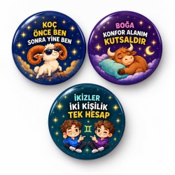 Koç Boğa ve İkizler - 3’lü 58mm Rozet Seti
