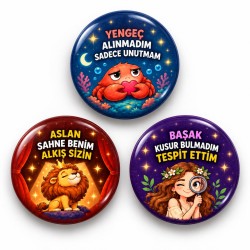 Yengeç Aslan ve Başak - 3’lü 58mm Rozet Seti