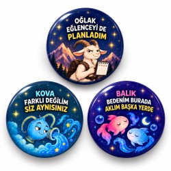 Oğlak Kova ve Balık - 3’lü 58mm Rozet Seti