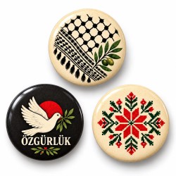 Kefiye Özgürlük ve Nakış - 3’lü 58mm Rozet Seti