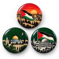 Kudüs Gün Batımı ve Gece - 3’lü 58mm Rozet Seti