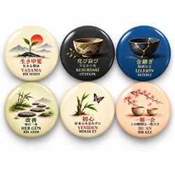 Japon Felsefesi Yaşam ve Merak - 6’lı 58mm Rozet Seti