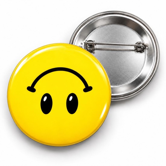 Ters Gülen Yüz Smiley - 58mm Rozet