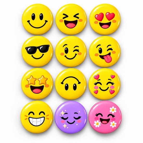 Smiley Duygu Koleksiyonu - 12’li 58mm Rozet Seti