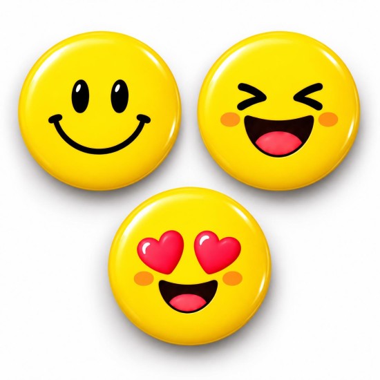 Smiley Mutluluk ve Aşk - 3’lü 58mm Rozet Seti
